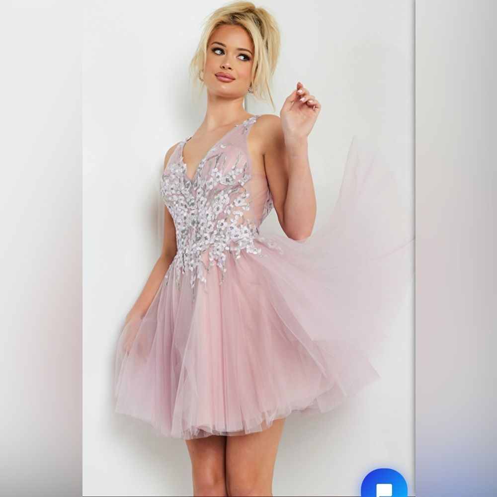 Jovani Mauve Embellished Mini Dress